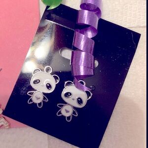 Panda Bear Dangle Earrings Black White Spring Panda Bear Animal loverJewelry NEW